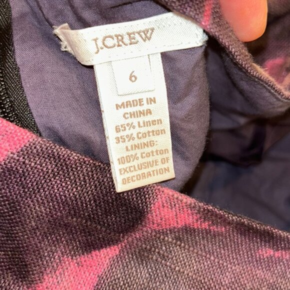j. crew line cotton embellished plum brown pink tie dye shift dress 6 - Picture 2 of 5